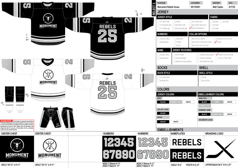 MONUMENT REBELS SELECT - PLAYER PACKAGE - 2025-26