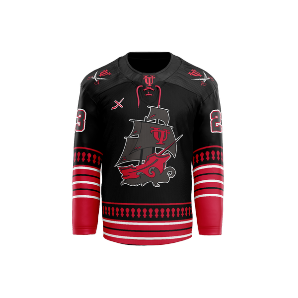 Custom Hockey Jerseys with The Lucky Pucks Twill Logo