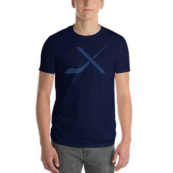 X JERSEYS "NAVY X" SUPER SOFT HEATHER COTTON T-SHIRT
